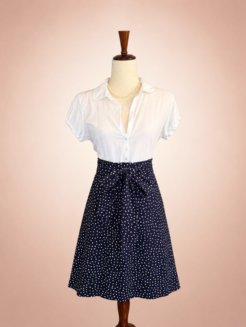 Brooks Brothers Navy Polka Dot Fit & Flare Dress |Size 14